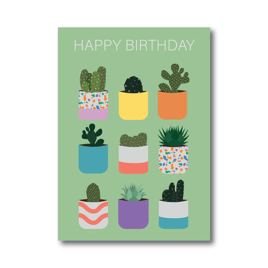 Birthday Cacti and Succulents Greetings Card