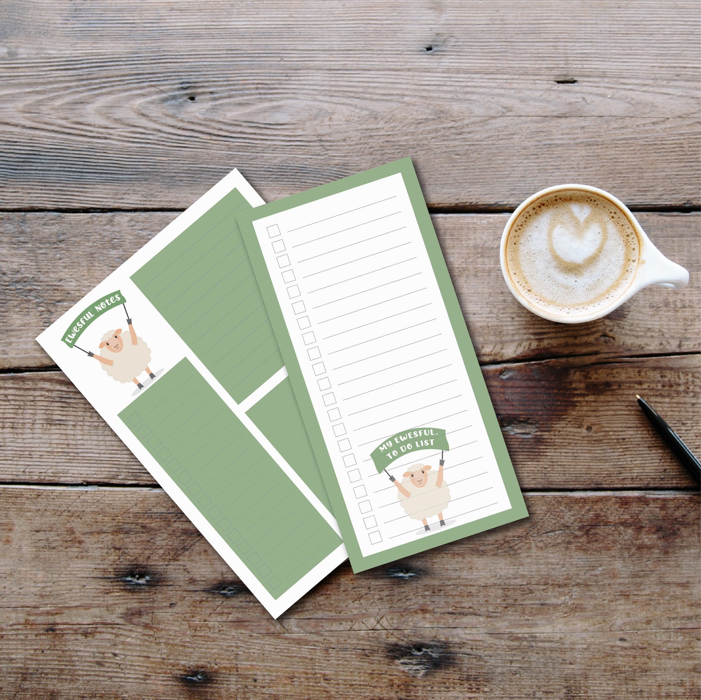 Ewesful To-Do List - Green Sheep Lined Notepad