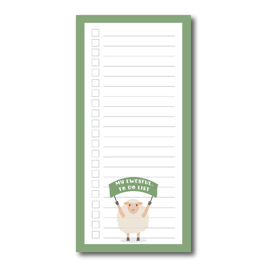 Ewesful To-Do List - Green Sheep Lined Notepad