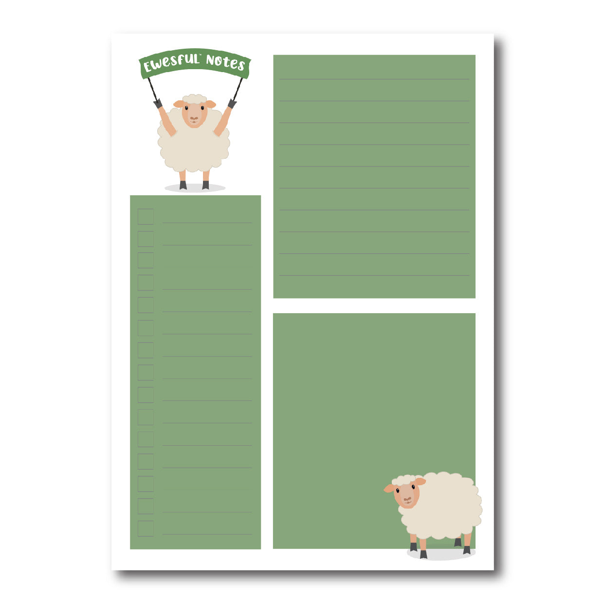 Ewesful Notes- Green Sheep Notepad