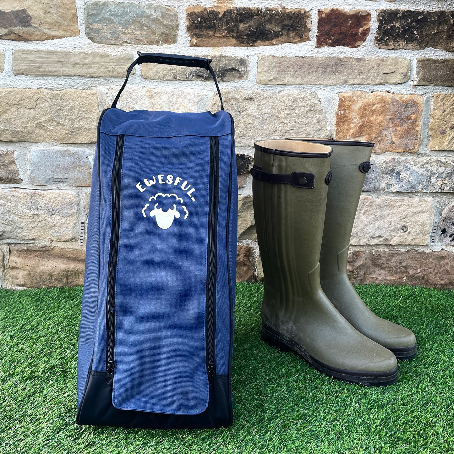 Embroidered Welly boot bag (Navy)